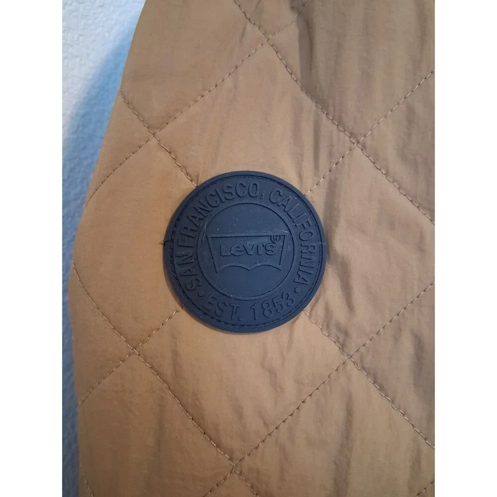 Levi's Mens Diamond Quilted Sherpa Lined Hooded Bomber Jacket Brown Saddle L